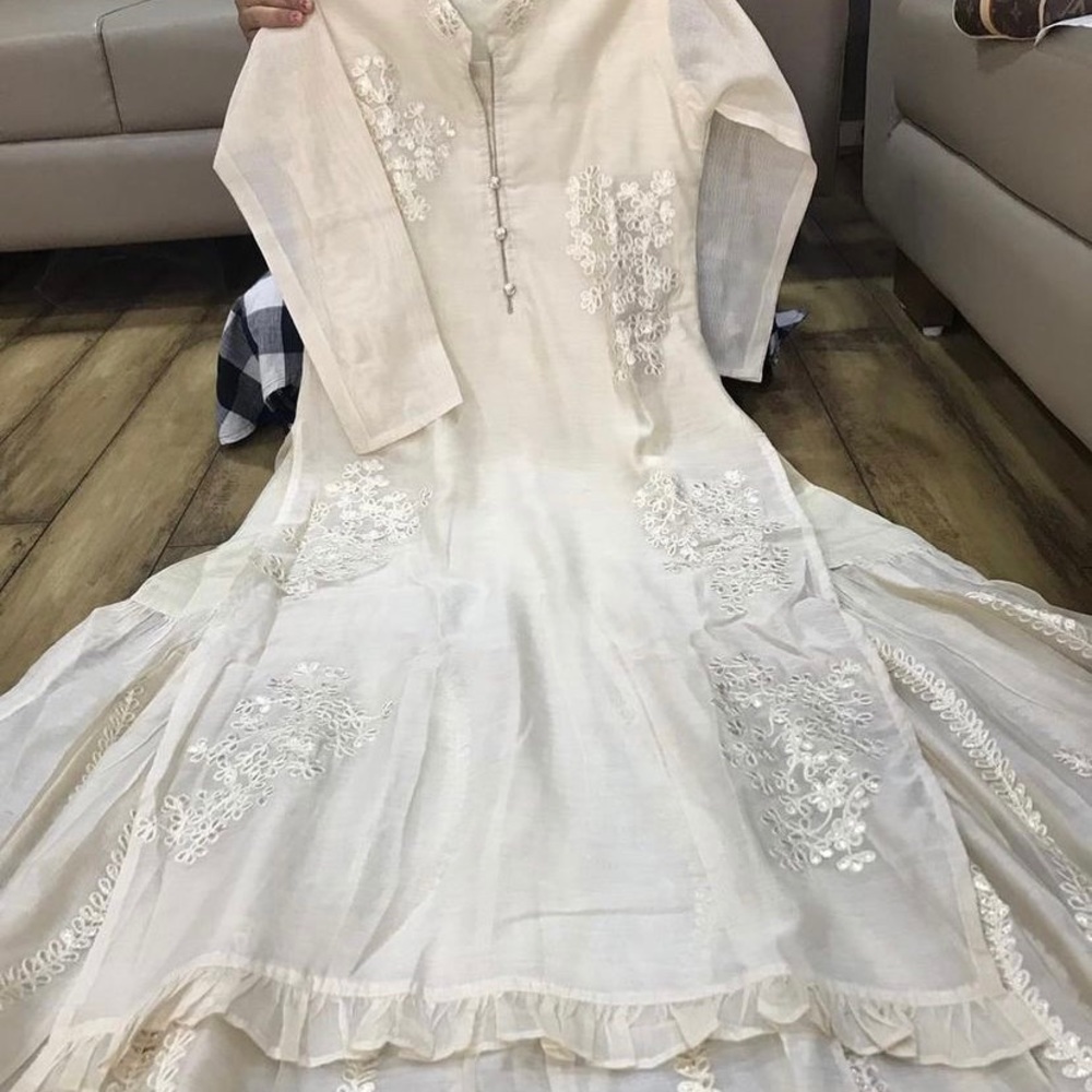 Light weight chanderi silk double layer gown